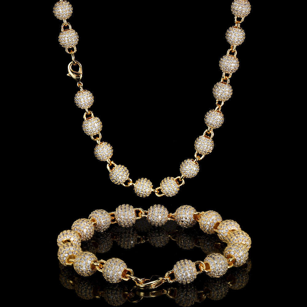 Round Bead Chain Copper Inlaid Zircon Men's Necklace INS Style Personality Trend Hip Hop Accessories 42e4