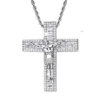 Necklace Cross Copper Micro Paved Zircon Hip Hop Pendant Personality Men's Jewelry 9839