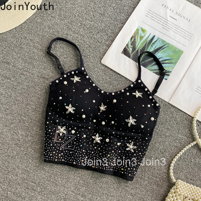 Crop Tops Sexy Vest for Women Heavy Diamond Tunic Fashion Tees 2025 Ropa Mujer Temperament Camis Korean Summer Y2k Tanks 63f096