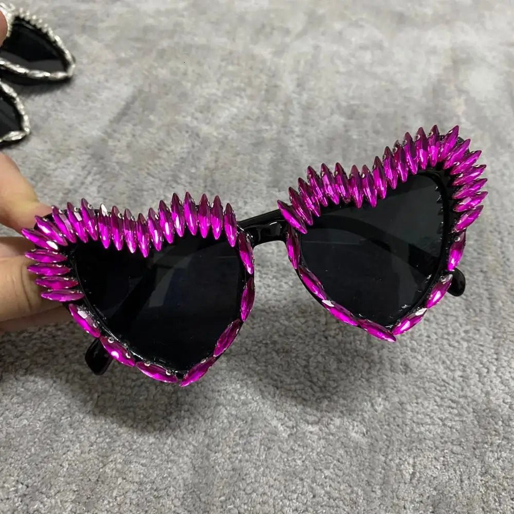 Diamond Sunglasses Sexy Cat eye Triangle Sun Glasses Handmade Party lunette de soleil 250617