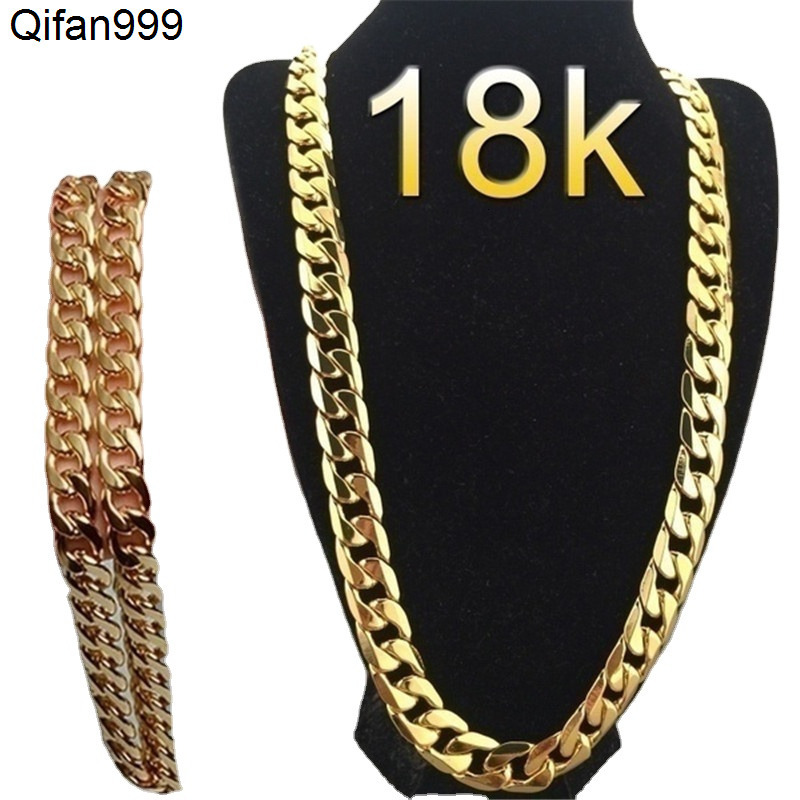 Fashion Cuban Chain 18k Gold Plated Stainless Steel Hip Hop Necklace for Women Men Laminated Gold Jewelry Charms Choker