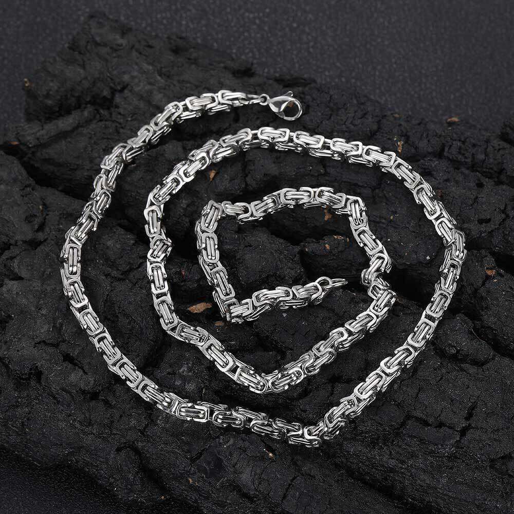 4mm Stainless Emperor Chain Personality Byzantine Titanium Steel Jewelry Men's Necklace 5fc7