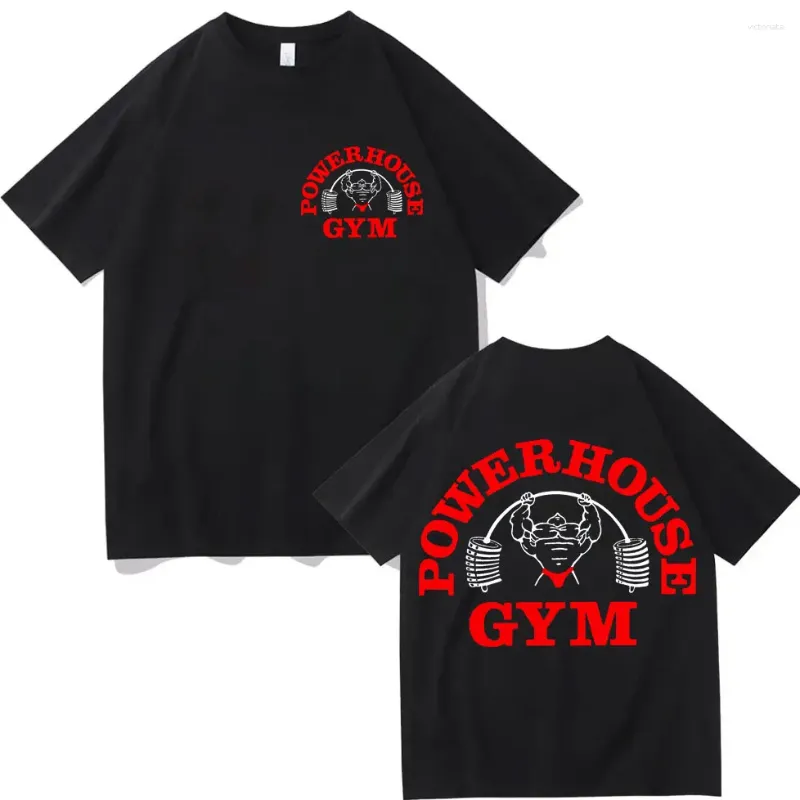 T ShirtsMen's Powerhouse Gym Double Sided Print T-shirt High Street Fashion Trend Short Sleeve Men Women Casual Loose Cotton T-shirts