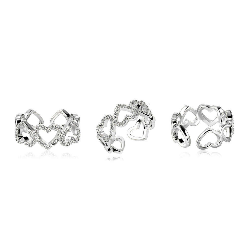 Similar Hollow Heart Zircon for Women, Simple and Elegant Open Ring, Fashionable Index Finger Ring