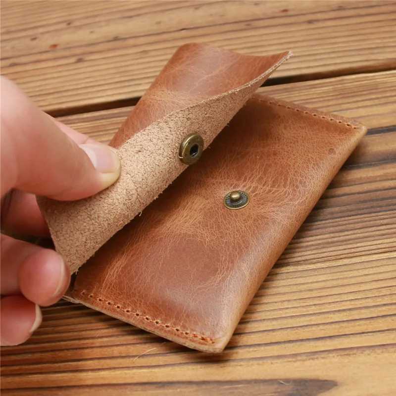 Mens Genuine Leather Business Card Holder - Slim ID Case Professional Wallet for Office Travel Z250621