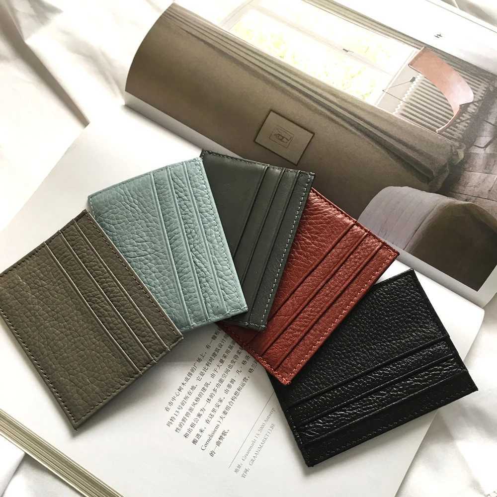 Custom 100% Genuine Leather Card Holder Party Anniversary Personalized Gift Women Men Mini Wallet Slim Sleeve Purse Z250621
