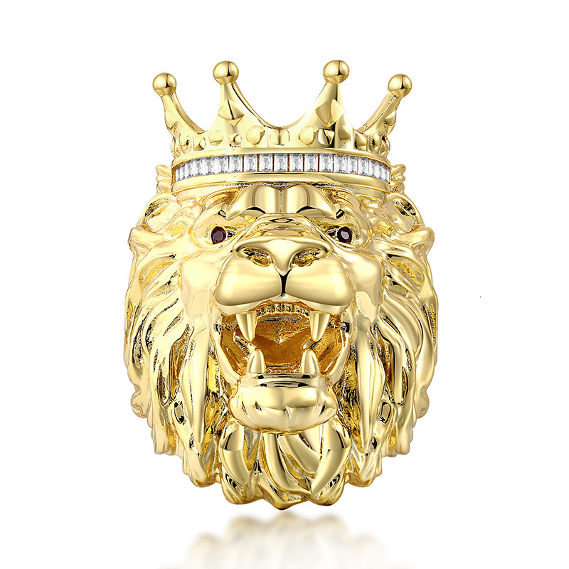 Luxury Jewelry Statement Bold Lion Ring for Men Trendy Hip Hop Royal Crown Accessory Versatile Fashion Ring