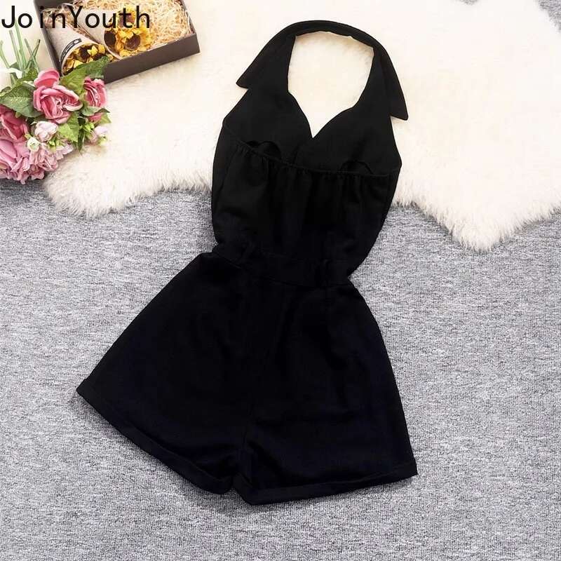 Temperament Jumpsuit 2025 Womens Clothing Single Breasted Tunic Rompers Sexy V-neck Sleeveless Playsuit Chic Summer Bodysuit