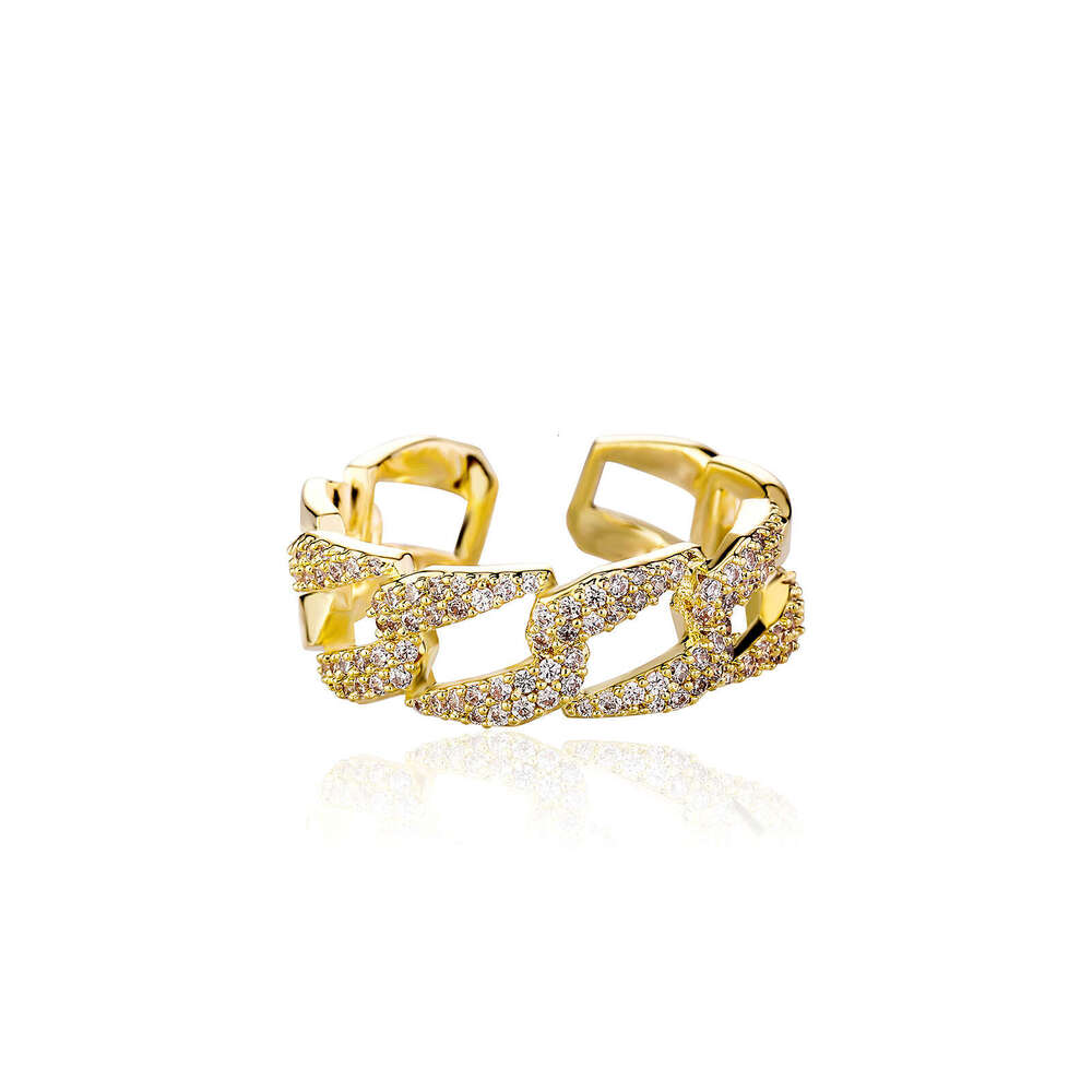 Hip Hop INS Style Cuban Full Diamond Open Index Finger Unisex Simple Fashion Ring