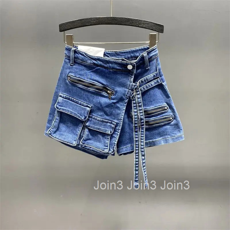 Women Y2k Denim Skirt 2025 Faldas Mujer De Moda Streetwear Fashion Jupe Casual Summer Saia Casual Pocket Irregular Mini Skirts