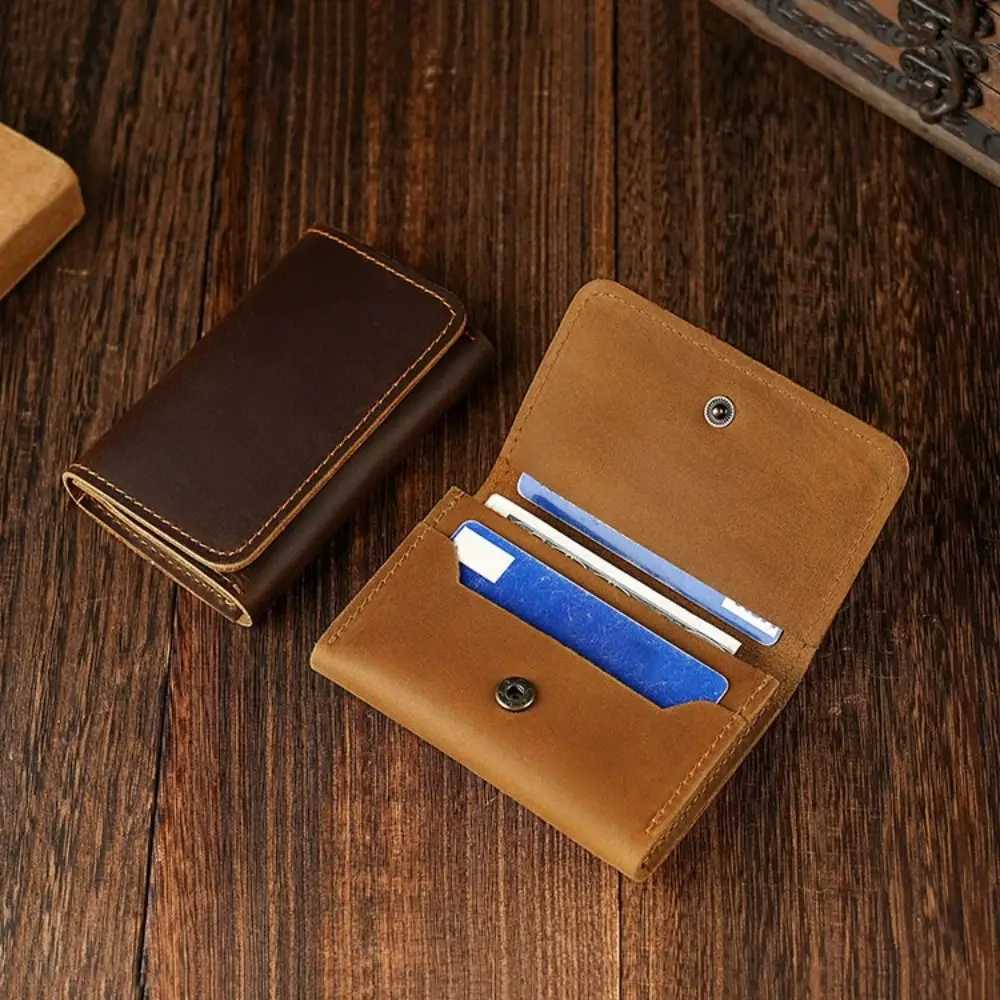 Leather PU Cowhide Short Wallet Small Solid Color Card Holders Clutch Coin Purse Korean Style Men Short Wallet Business Z250621