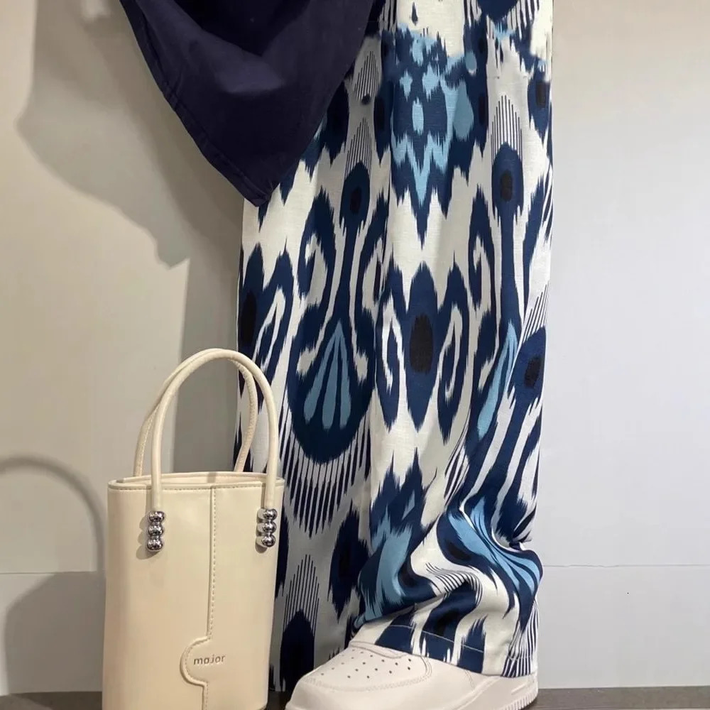 High Waist Wide Leg Pants Short Sleeve Vintage Print Top Casual Fashion Summer Two Piece Set Womens Clothing AE Stock 250617