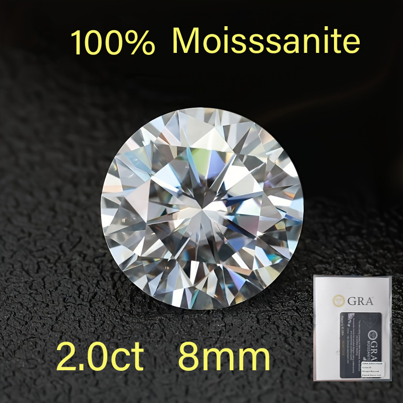 Moissanite Full Size Round Shape Hearts and Arrows Cut 25MM 50CT VVS1 D Color