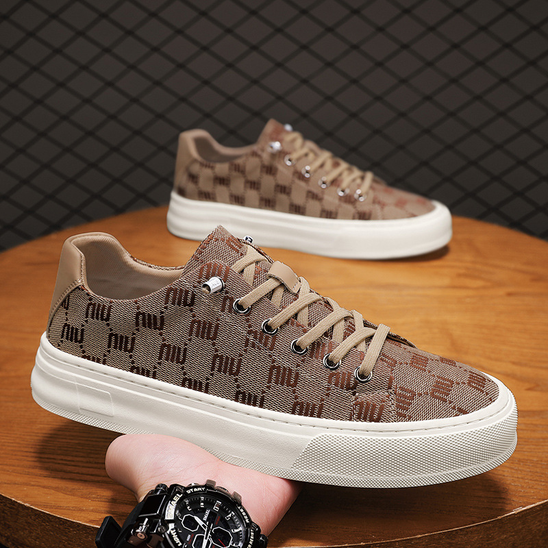 Designer's new men's all-season breathable fabric board shoes, trendy and versatile casual white sneakers, trendy sports men's shoes, F