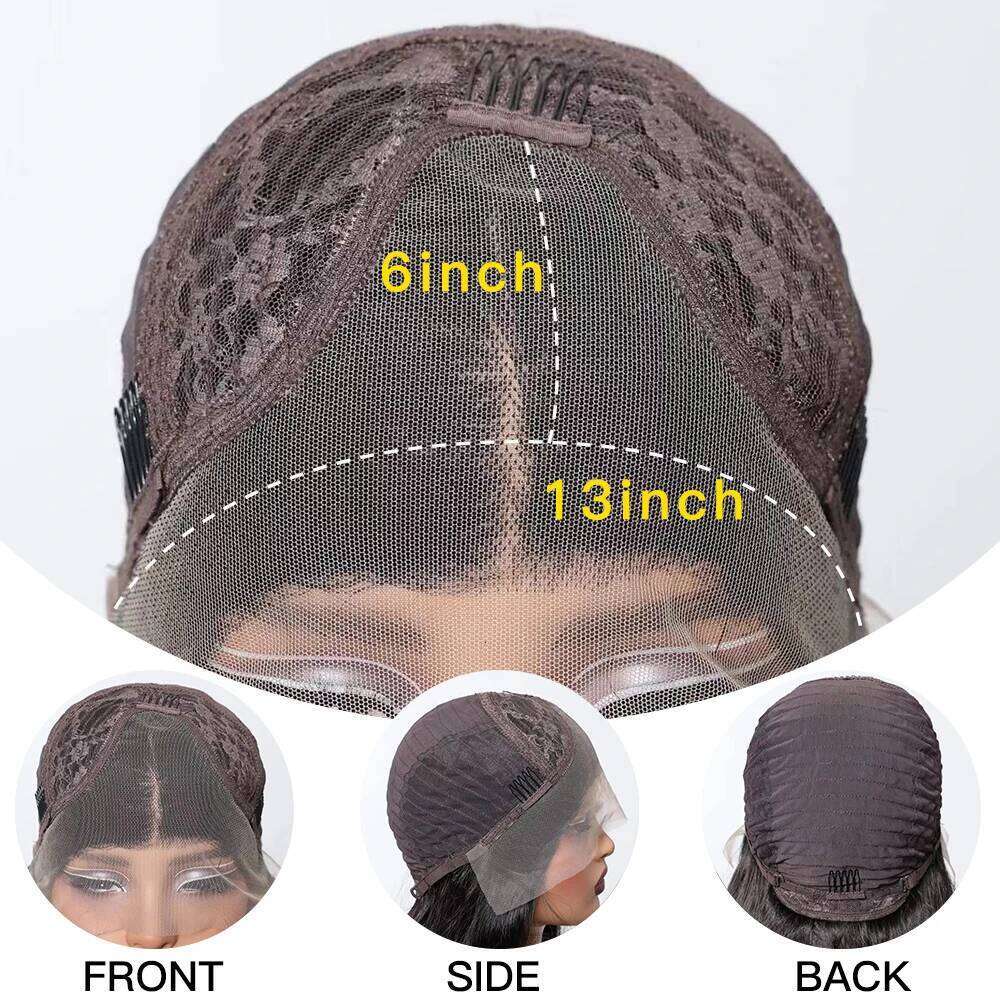 13x6 Lace Front Wig Brown Straight Synthetic Wigs for Black White Women Daily Party Cosplay Heat Resistant Hair