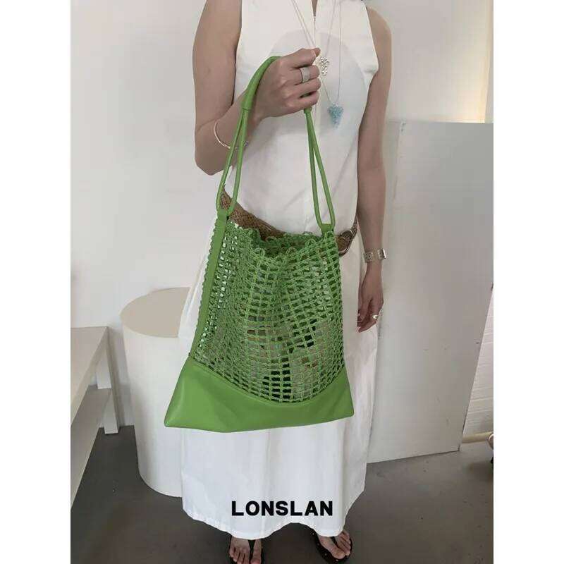 Designer Bag Fashion Hollow Out Straw Women Shoulder Bags Designer Weave Lady Handbag Casual Handmade Summer Beach Large Tote Bag