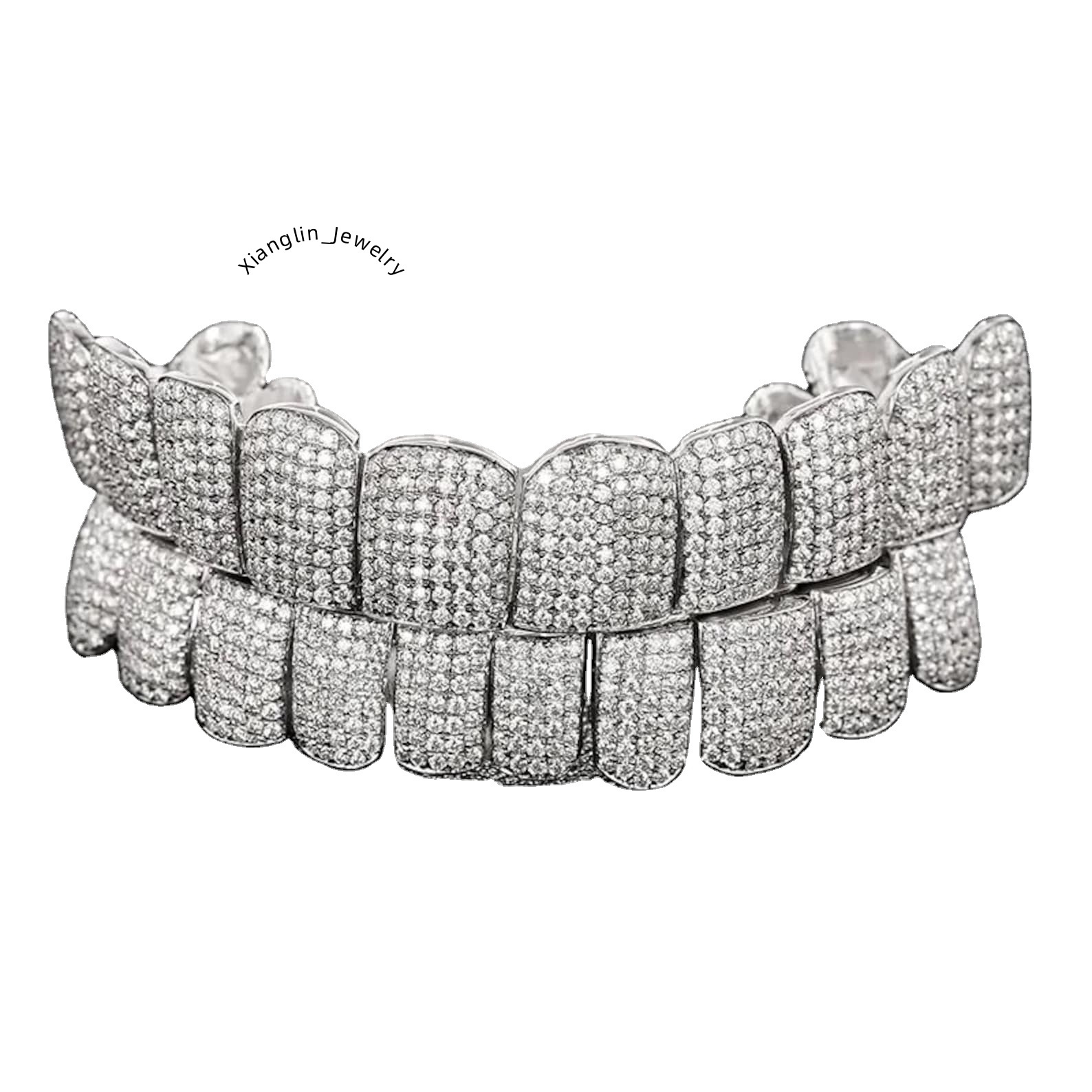 New Design Permanent Grillz Hip Hop Teeth Cover Moissanite Iced Out Gold Tooth 925 Sterling Silver Teeth Silver Gold Punk Grillz