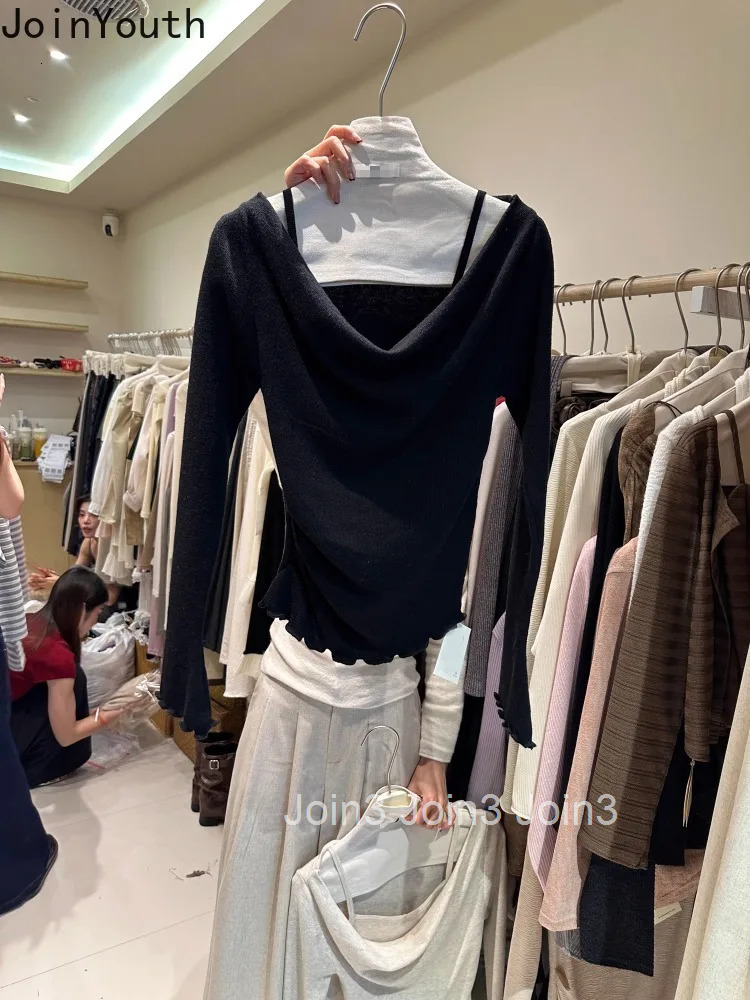 Solid Color Jumper Chic Pullovers Women Clothing Pull Femme Slash Neck Slim Waist Knit Sweater Tops Fashion Korean Sueter Mujer