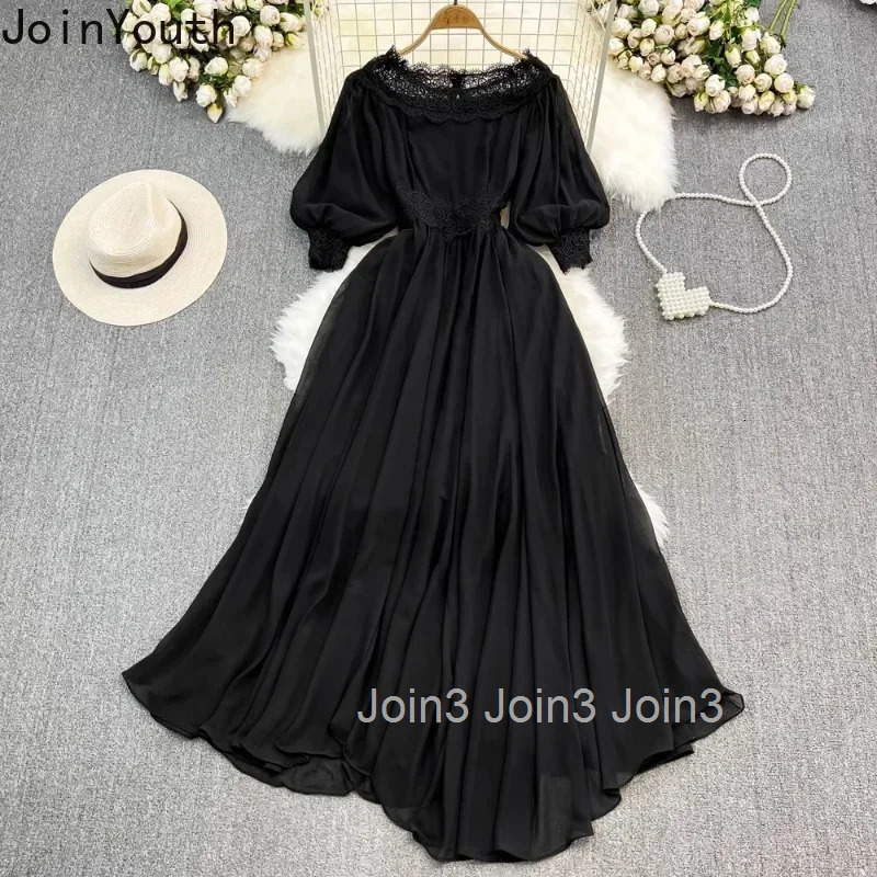 Temperament Robe Femme Elegant Dress for Womens Slash Neck Slim Waist Fashion Irregulae Maxi Dresses 2025 Vestidos De Mujer