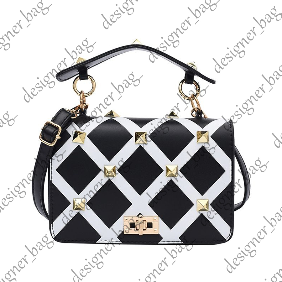 Luxury Designer Bag 2025 New Leather Bags Women Square Shoulder Bags Classic Black And White Plaid Messenger Bags Checkerboard Fashion Metal Rivet Cro