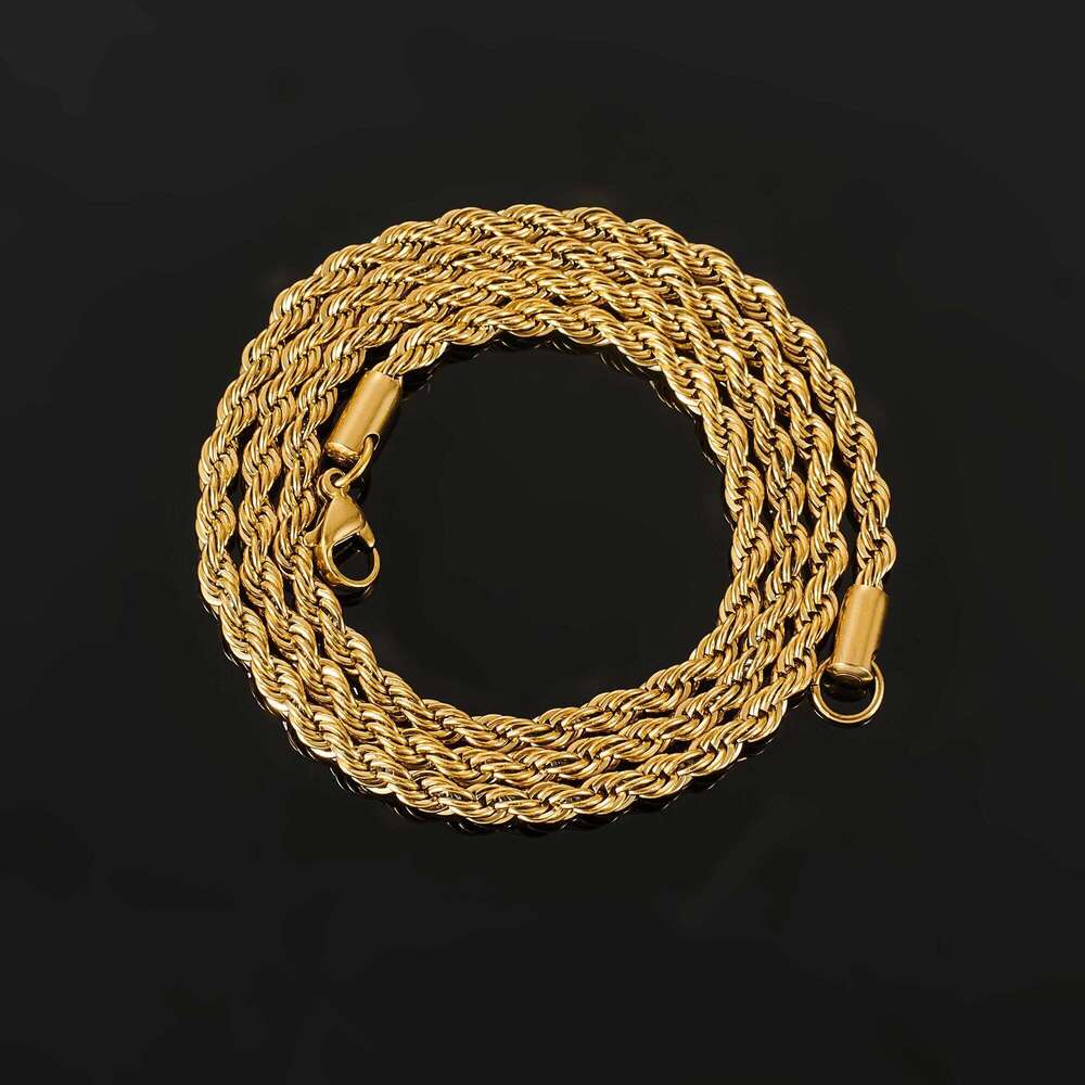 2/3/4/5/6mm Stainless Steel Twisted Rope Chain Necklace for Men Women Gold Color Plated Neck Chains Choker Metal Jewelry Gift Good quality