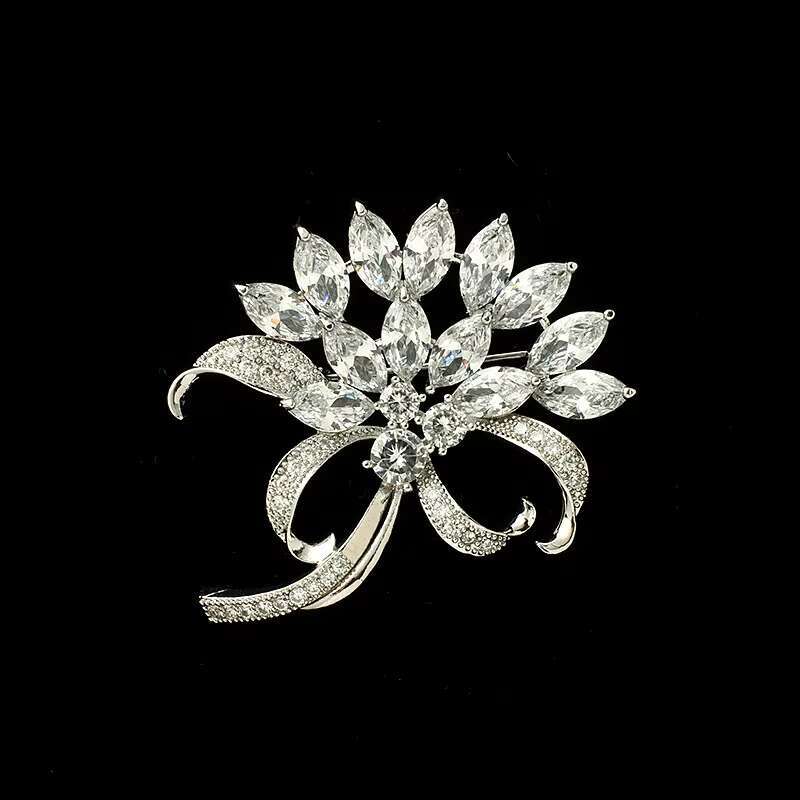 Full Diamond Brooches Fashion Brooch Wedding Flower Corsage High Quality Crystal Zircon Brooches