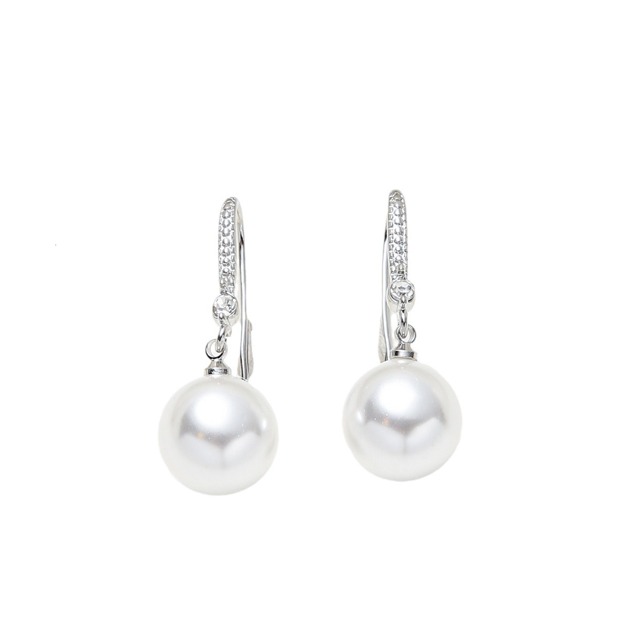 Korean And Japanese Style Pearl Personality Inlaid Zircon Design Studs Elegant High-End Earrings