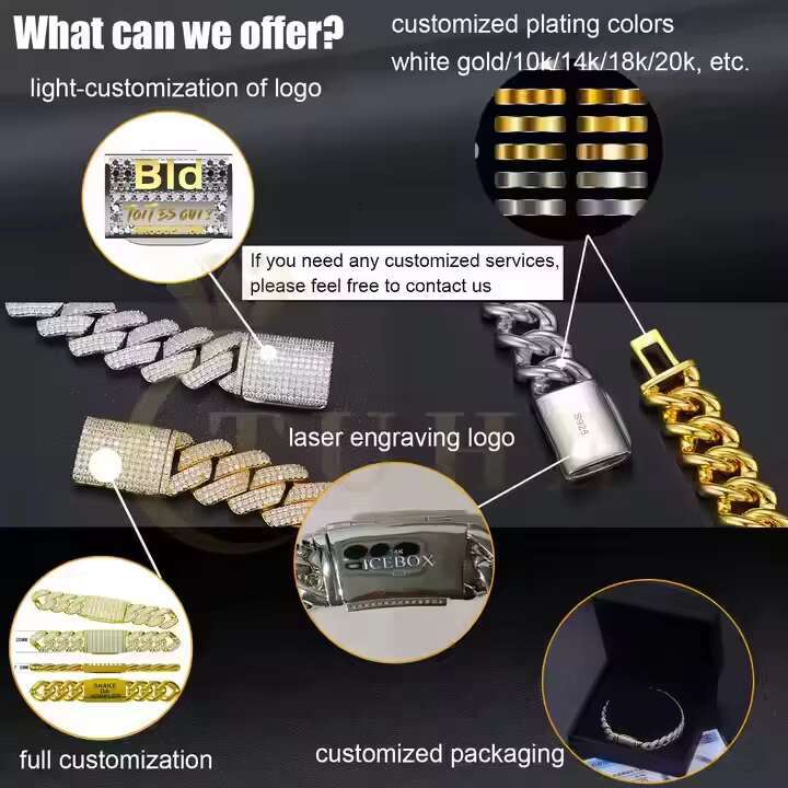 Hip Hop Cuba Chain Tennis Chain Jewelry 925 Sterling Silver Vvs D Colour Moissanite Iced Out Cuban Link Chain Necklace for Men