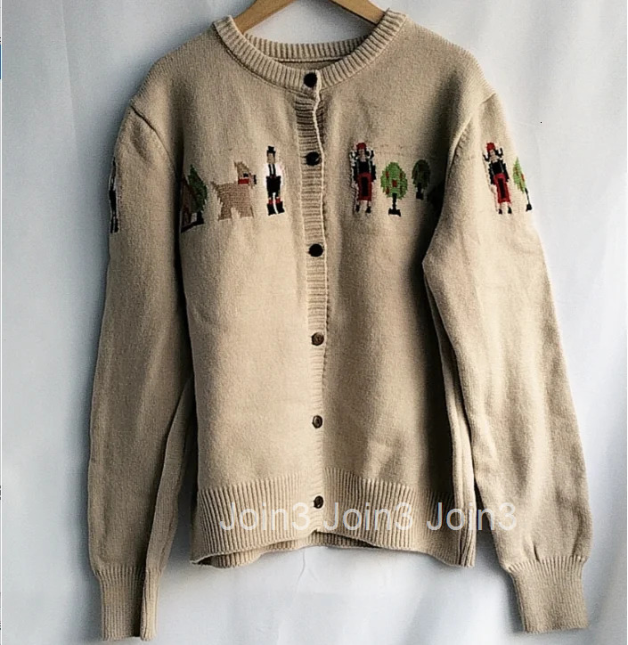 Pull Femme Cartoon Embroidery Knit Women Cardigan Jackets 2025 Ropa Mujer Fashion Vintage Sueter Mujer Oversized Sweater Tops