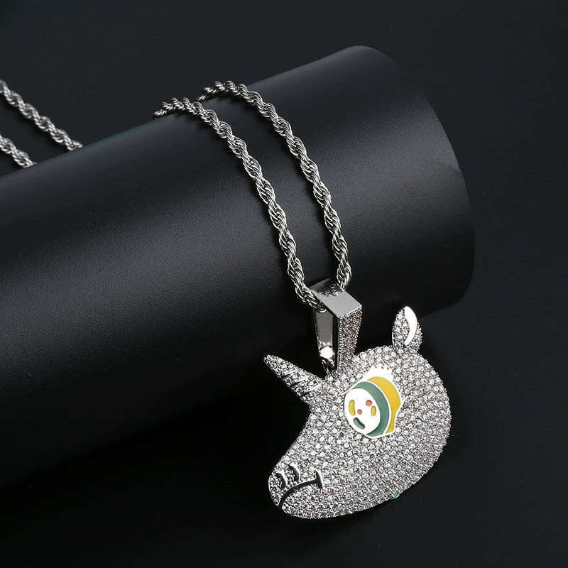 Hip Hop Cute Colorful Big Eyes Unicorn Pendant Micro Paved Zircon Unisex Trendy Accessory