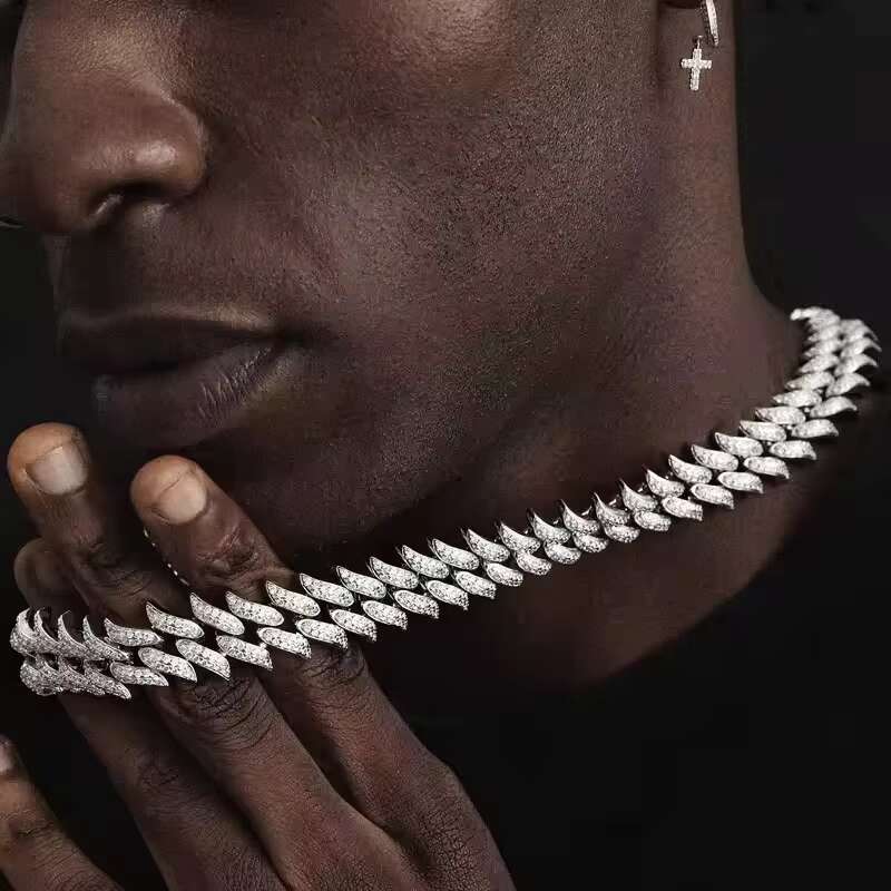 VVS1 D Color Tennis Necklace 925 Silver 2-6.5mm D Color VVS Diamond Link Chain Necklace Iced Out Moissanite Jewelry Chain Men