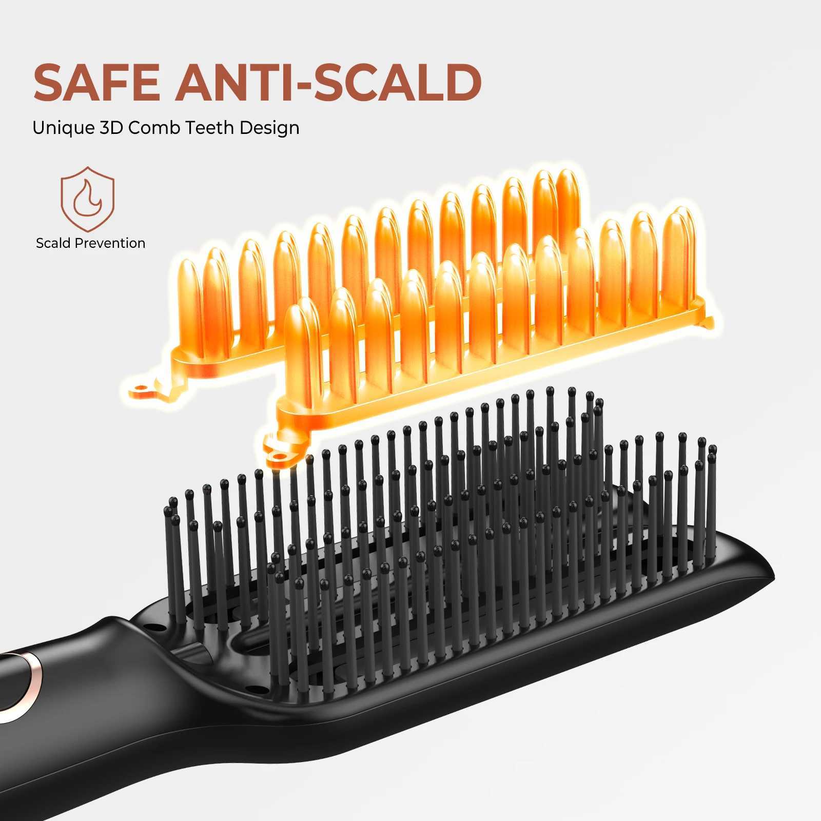 Electric Hair Straightener Brush Professional Fashion Fast Heating Ceramic Hair Straightener Comb Hair Tool Easy to UseXJ250621