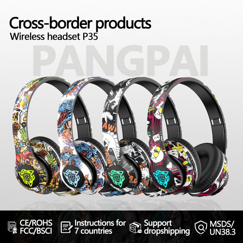 P35 True Wireless Headset Bluetooth Headset Guochao Doodle Call Music