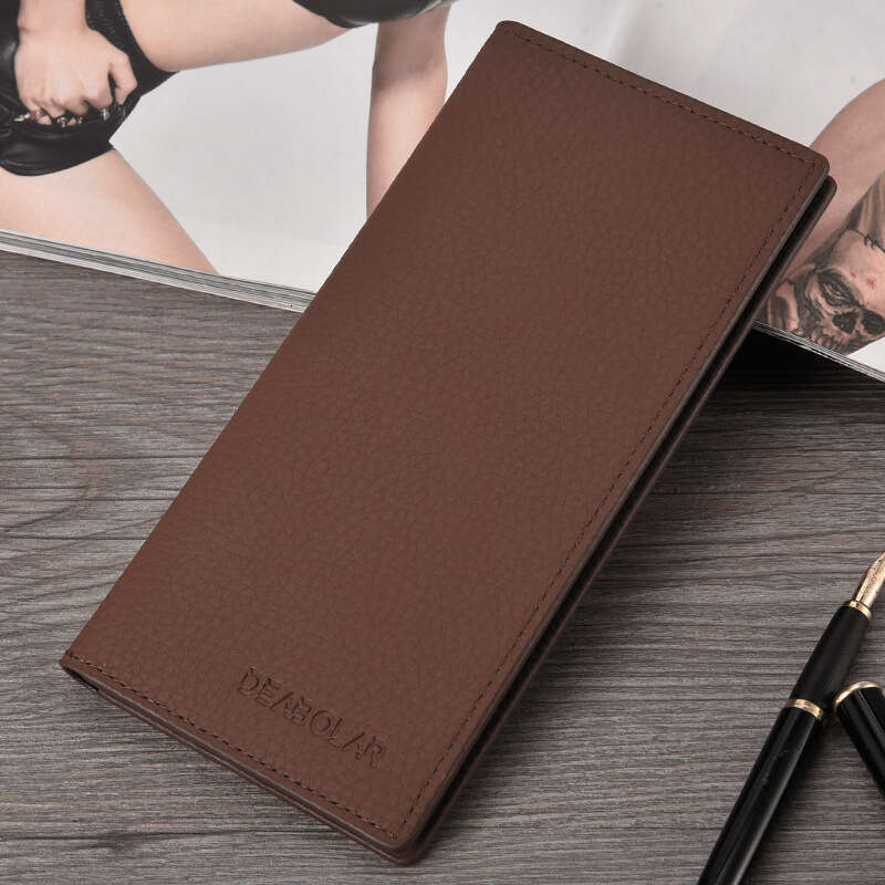 New Men's Long Wallet with Lychee Texture, Multiple Card Slots, Gift, Multifunctional, Simple Style wallet designer mens wallet wallet designer m