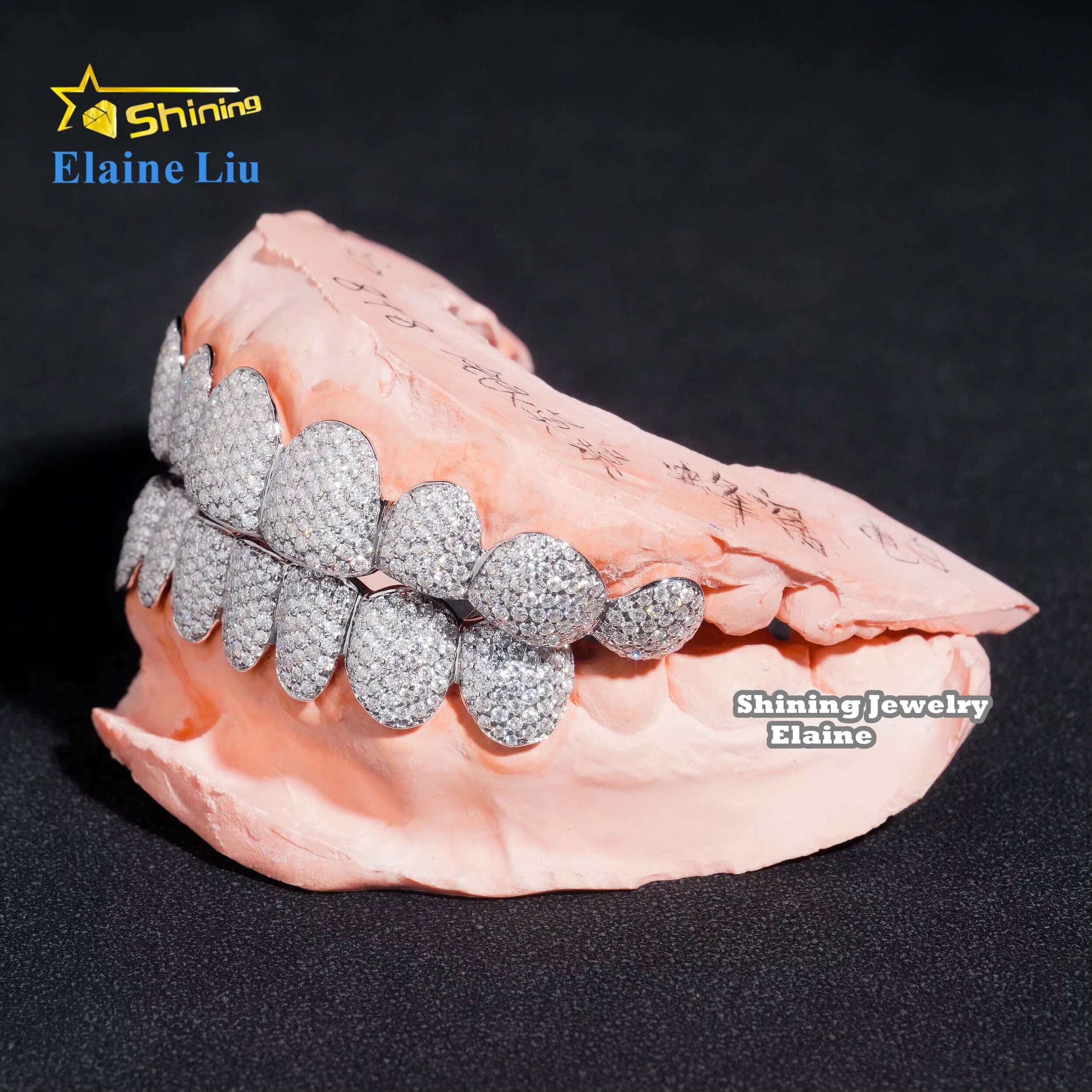 Custom Silver 925 10k 14k 18k Real Gold Grillz Hip Hop Jewelry Iced Out Vvs Moissanite Diamond Customize Grillz