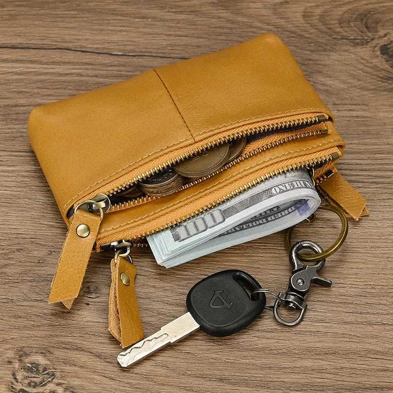 2025 Hot Sale Short Purse Genuine Leather Card Wallet For Men Women Wallet Coin Purse Cash Change Key Purse For Male Z250621