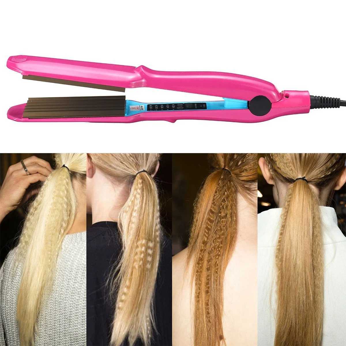 Professional Hair Crimper Curler Dry Wet Use Corrugated Irons Ceramic Curling Iron with Temperature Control Waving ToolXJ250621