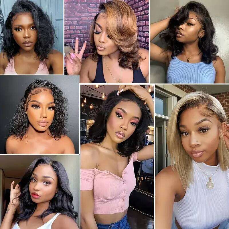 Body Wave Frontal 13x4 HD Transparent Lace Front Human Hair For Women Short Bob Wear and Go Glueless Wigs