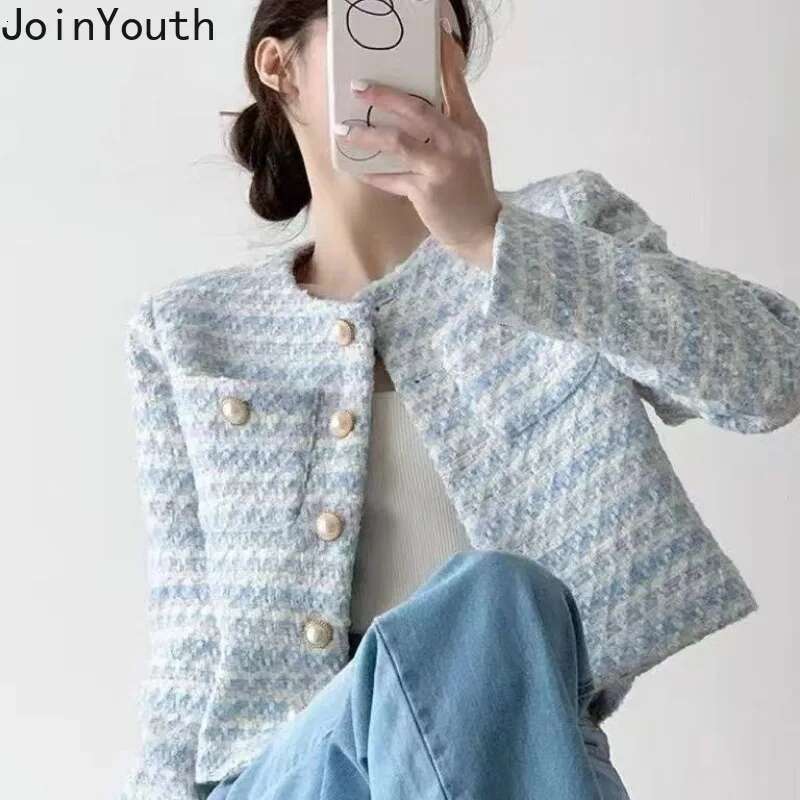 Korean Jackets Womens Clothing O-neck Long Sleeve Temperament Tops Female 2025 Ropa Mujer Vintage Tunic Thicked Fashion Coats
