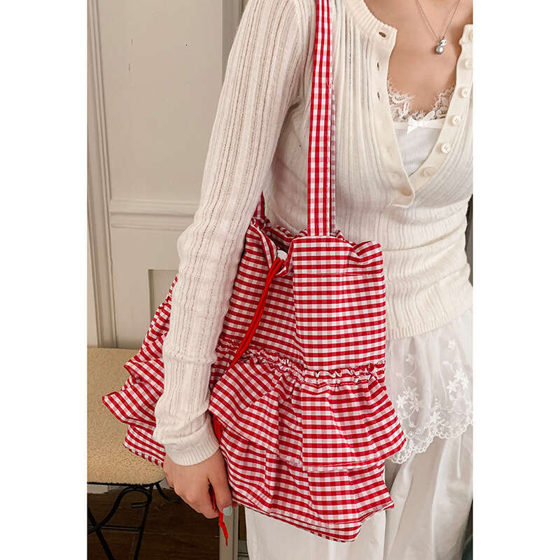 Girls' Academy Style Plaid Canvas for designer bag Women 2025 New Fashion Korean Version Underarm Tote Large Capacity Lace Bag
