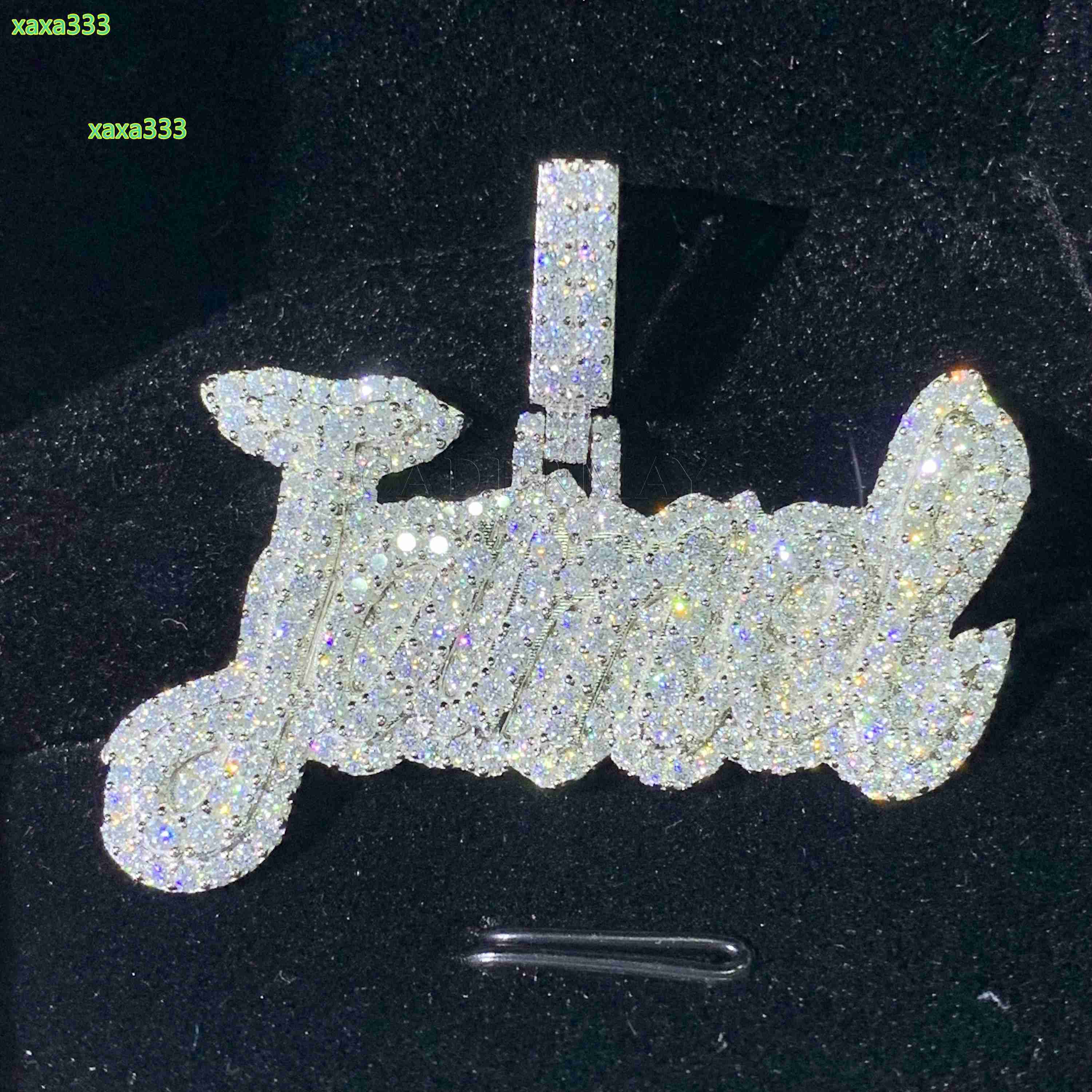 Hiphop 1.5in Moissanite Initial Pendant S925 Iced Out VVS Moissanite Diamond Letter Pendant Bling Rapper Moissanite Name Pendant