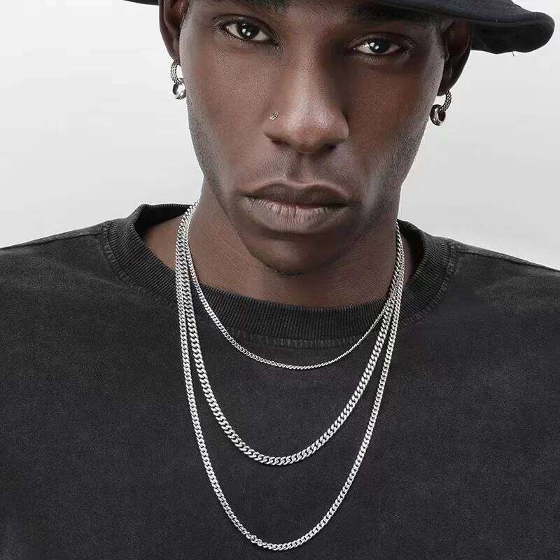 Hip Hop Cuban Rock Stainless Steel Basic Chain Men Simple Necklace For Women Fashion Party Jewelry Good quality