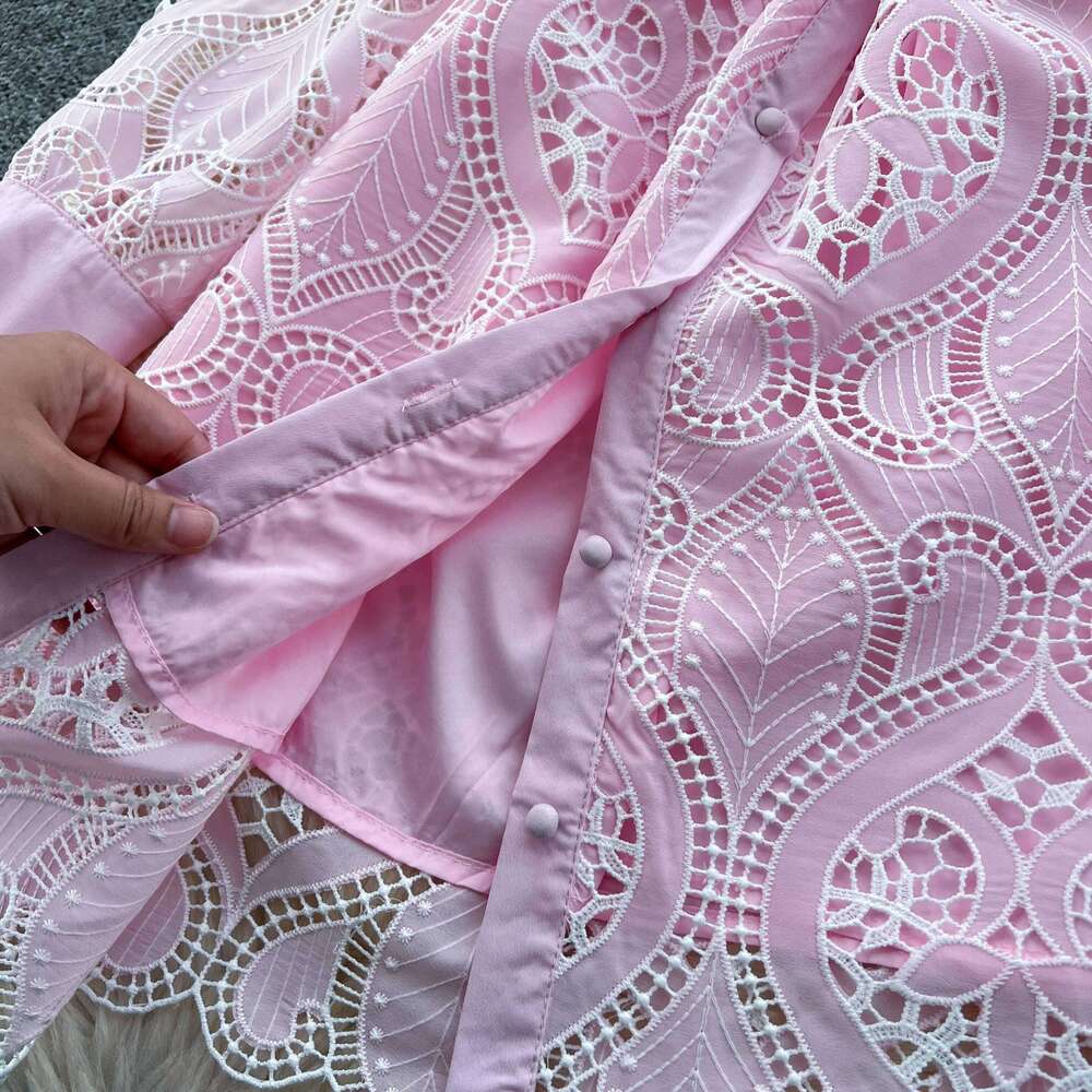 Elegant Hook Flower Hollow Embroidered Vestidos Dress Slim Women Evening Party Summer Clothing Ceremony Dresses