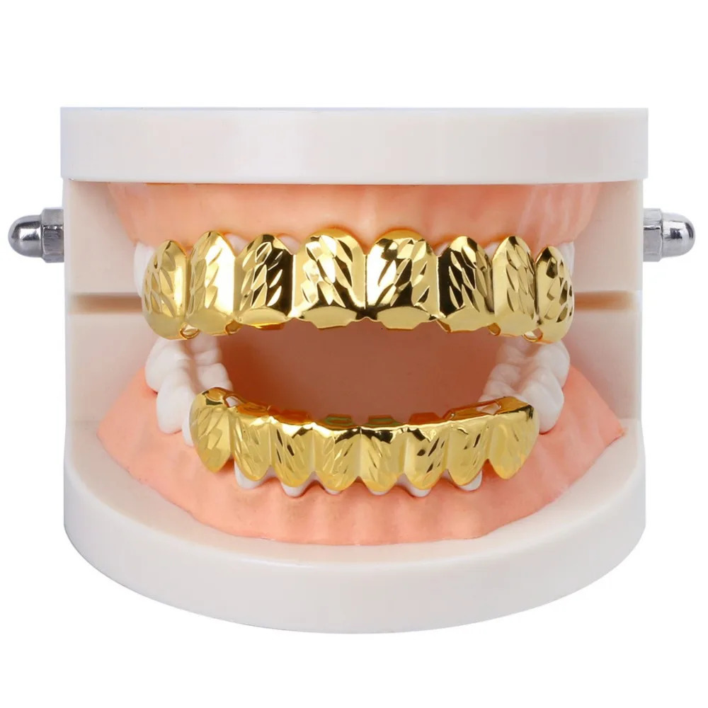 TOP Fit Gold Silver Color DCut Top Bottom Teeth With Silicone Hip Hop Rock Jewelry Christmas Gift 250613