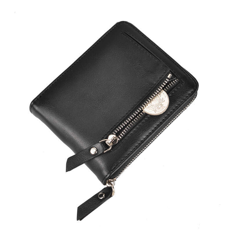 Hot Selling Men's Short Youth Personality Leather Wallet Pull Chain Card Holder Coin Purse