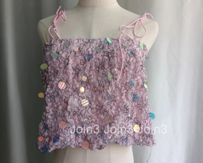 Sexy Crop Tops 2025 Women Clothing Sequin Suspender Vest Female Backless Summer Y2k Top Korean Tanks Fashion Camis Ropa Mujer