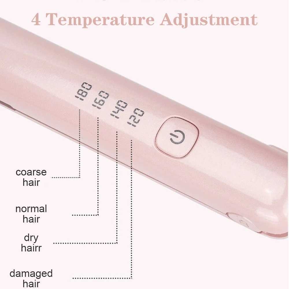 Wireless Hair Straightener Mini Curling Iron Fast Warm-up Ceramic Straightening Styling Tool Four-gear Temperature AdjustmentXJ250621