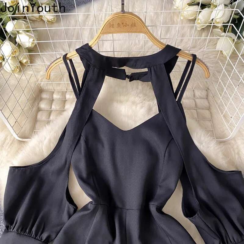 Summer Rompers Womens Jumpsuit Slim Waist Fashion Korean Jump Suit Wide Leg Pants Bodysuit Temperament Sexy Y2k Playsuit 27x826