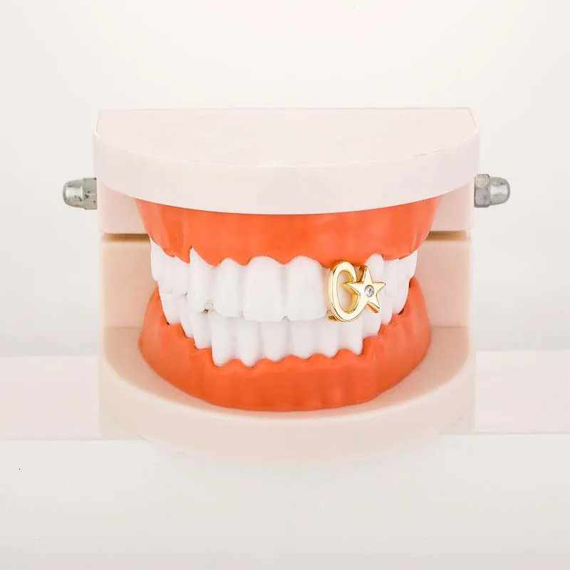 Fashion Single Star Zircon Teeth Cap for Women Men Punk Gold Silver Color Geometric Hollow Dental 250613