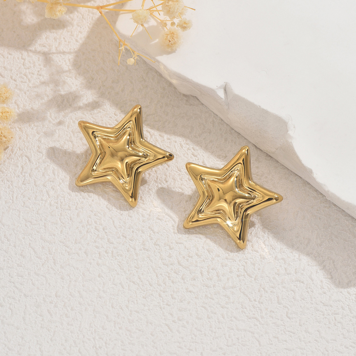 Minimalist Style For Women Five-Star Design Electroplated Stud Versatile High-End Earrings